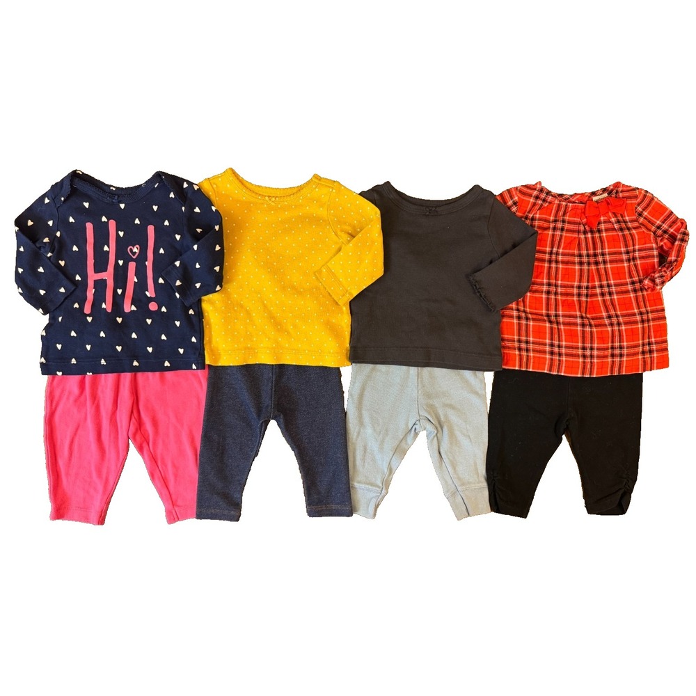 Baby Girl 3 Months Outfits Leggings Pants Shirts Long Sleeve Clothes Lot Plaid